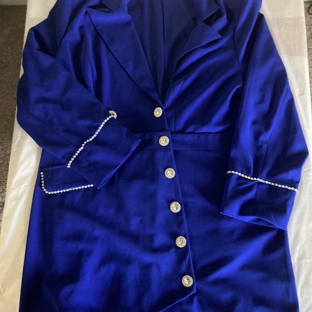 Royal blue rhinestone blazer dress